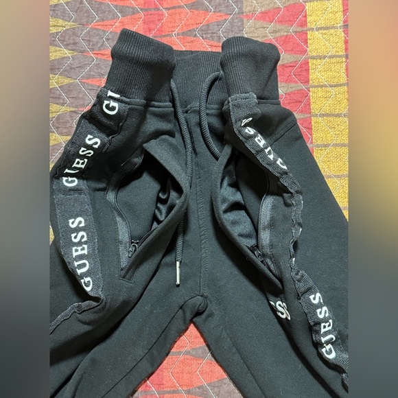 Guess Women M Black Logo Strips Drawstring Joggers - Picture 7 of 10